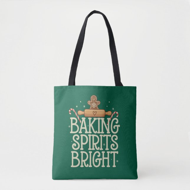 Tote Bag Baking Spirits brillant Noël Drôle Noël Baker (Devant)