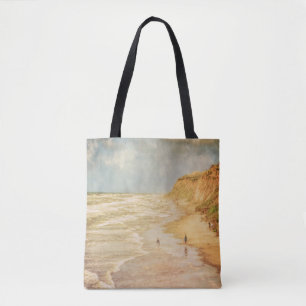 Tote Bag Balade sur la plage face à l'océan vintage