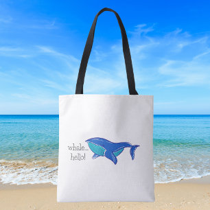 Tote Bag Baleine Bonjour / Baleine Bleue Cute Plage Côtière