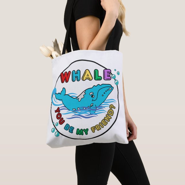 Tote Bag Baleine Tu Es Mon Ami Blue Bubble Humpback Whale (De près)
