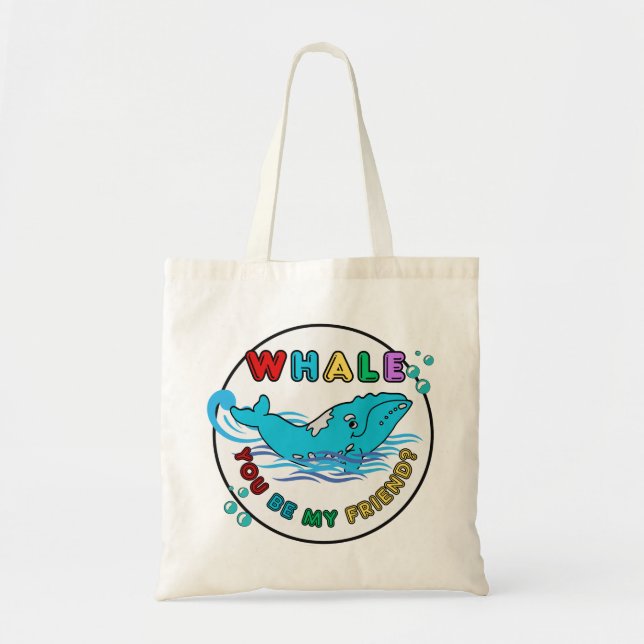 Tote Bag Baleine Tu Es Mon Ami Blue Bubble Humpback Whale (Devant)