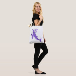 Tote Bag Baleine violette esthétique et lys en impression t