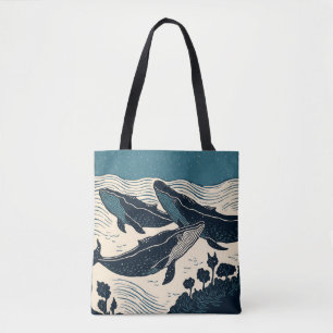 Tote Bag Baleines Surf de la côte océanique Nouvelle-Écosse