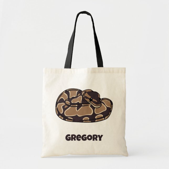 Tote Bag Ball Python Snake, Brown et Tan Personnalisé (Devant)