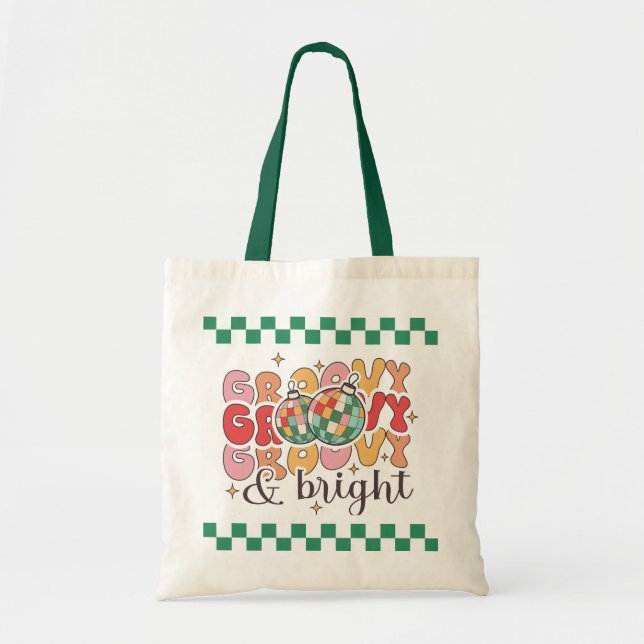 Tote Bag Balle de Parties scintillant de Noël rétro super e (Devant)