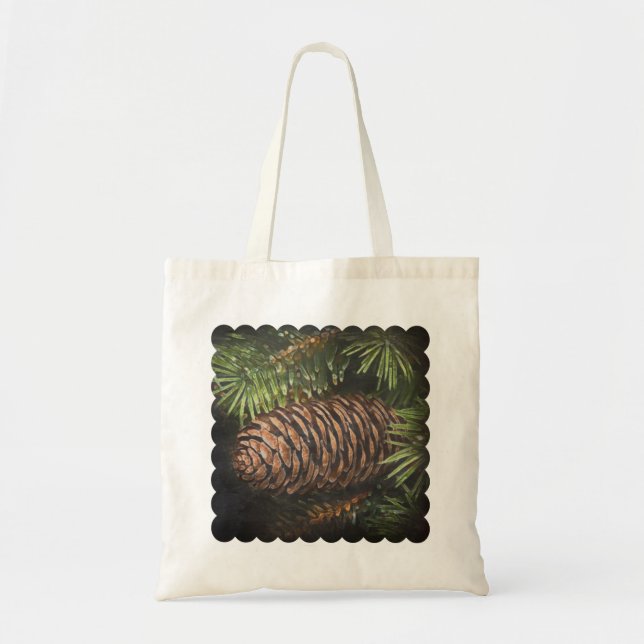 Tote Bag Balle de vacances dessinée Pinecone et aiguilles d (Devant)