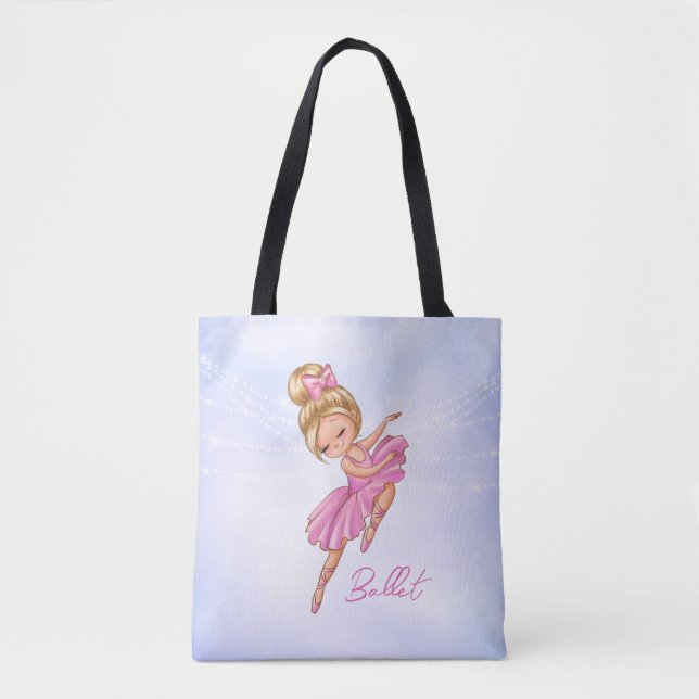 Tote Bag Ballerina Girl Rose, Violet Jolie Danse Ballet (Devant)