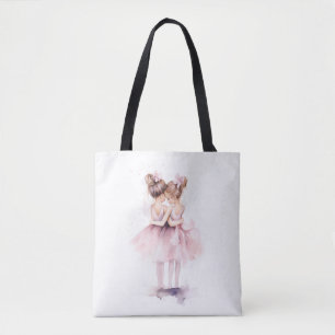 Tote Bag Ballerina Soeurs Accrocher Art Ballet Aquarelle