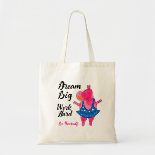 Tote Bag Ballerine rose d'hippopotame avec le signe inspiré