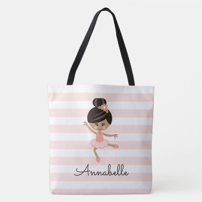 Tote Bag Ballerine rose personnalisée d'Afro-américain (Devant)