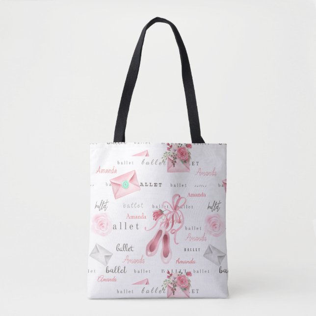 Tote Bag Ballet personnalisé Ballerina Cadeau Joli rose (Devant)