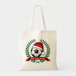 Tote Bag Ballon de football portant Noël de casquette de