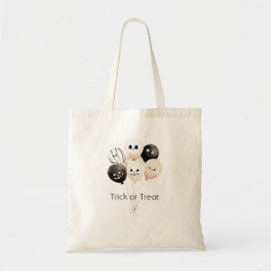 Tote Bag Ballons Halloween araignée crème noir
