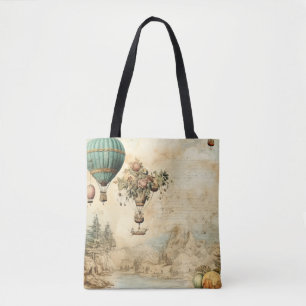 Tote Bag Balloon vintage à air chaud dans un paysage serein