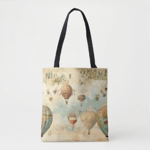 Tote Bag Balloon vintage à air chaud dans un paysage serein