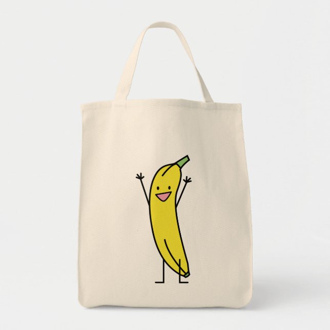 Tote Bag Banane qui est heureuse, célébrant et encourageant (Devant)
