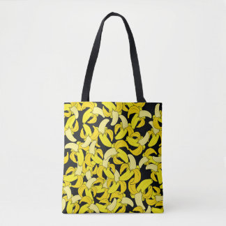 Tote Bag Bananes jaunes vintages : Arrière - plan noir