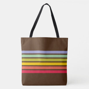 Tote Bag Bande arc-en-ciel rétro Vintage Brown
