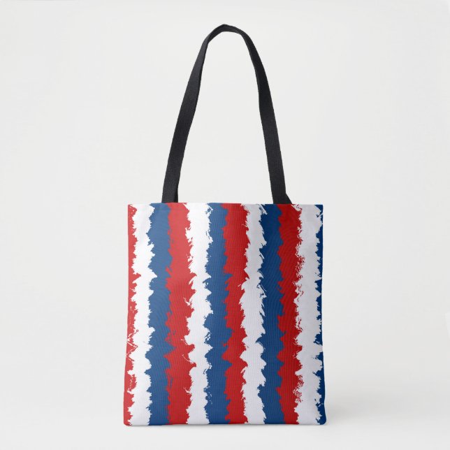 Tote Bag Bande Cool rouge, blanc et bleu (Devant)