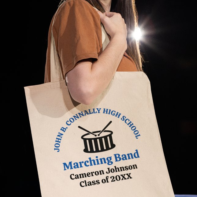 Tote Bag Bande de Marching du lycée bleu personnalisable (Créateur téléchargé)