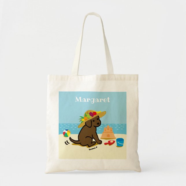 Tote Bag Bande dessinée de chapeau de paille de chiot de (Devant)