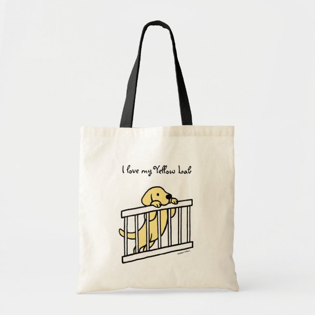 Tote Bag Bande dessinée jaune de chiot de Labrador (Devant)
