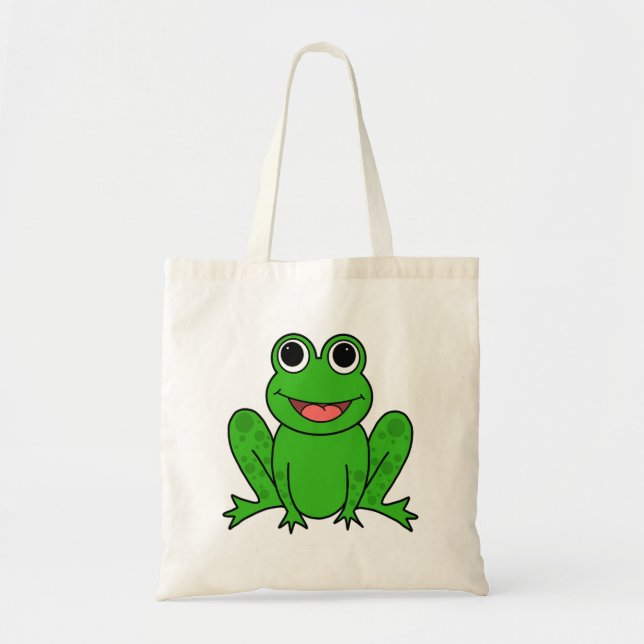 Tote Bag Bande dessinée mignonne de grenouille verte (Devant)
