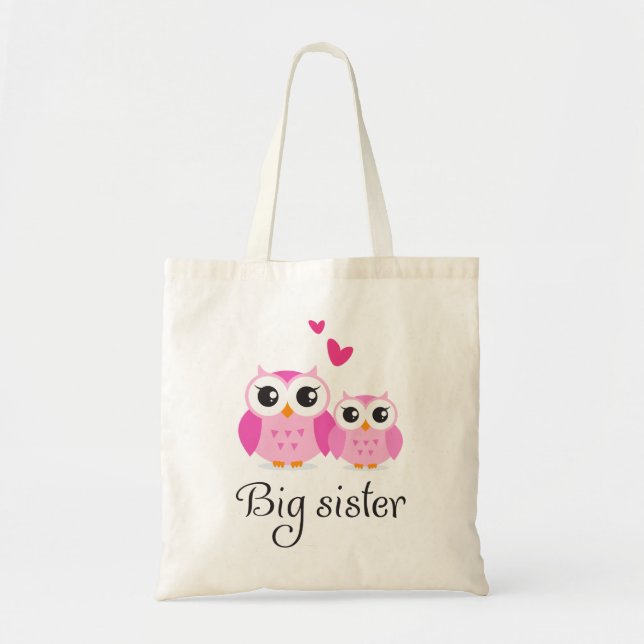 Tote Bag Bande dessinée mignonne de petite soeur de grande (Devant)