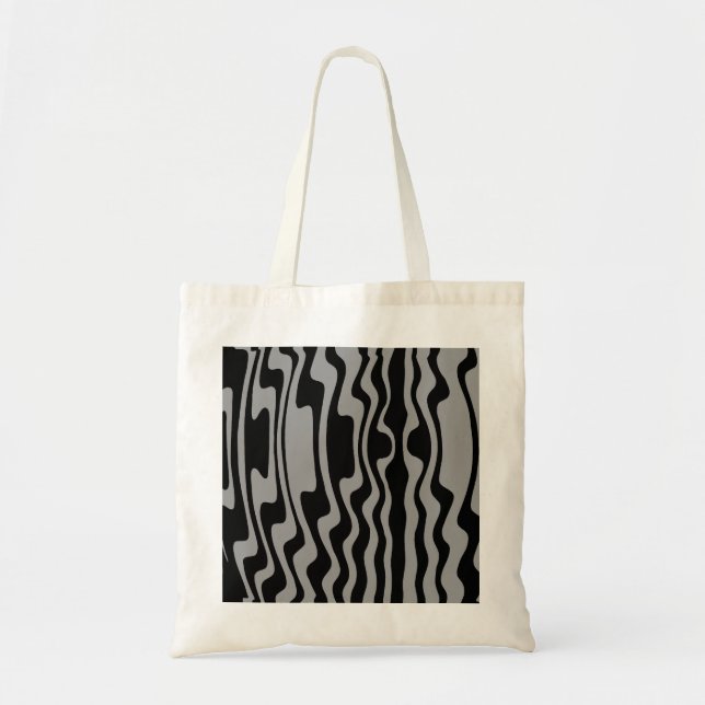 Tote Bag Bande ondulée - Noir et gris moyen (Devant)