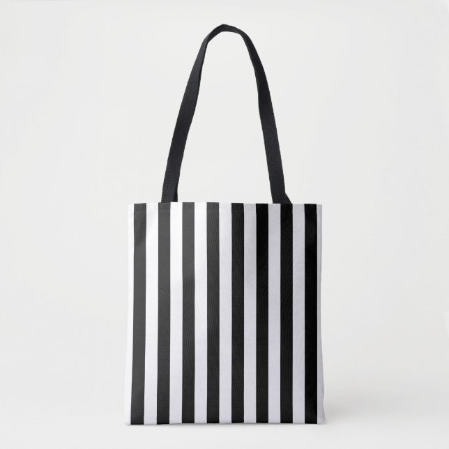 Tote Bag Bande Verticale Noire Et Blanc (Devant)