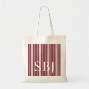 Tote Bag Bande victorienne Rose foncée avec Monogramme