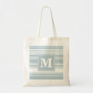 Tote Bag Bandes bleu glace monogramme