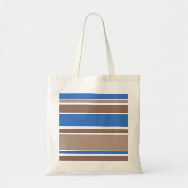 Tote Bag Bandes Brown et bleues (Devant)