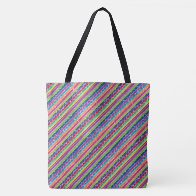 Tote Bag Bandes colorées (Devant)