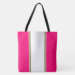 Tote Bag Bandes de course olivâtres blanches élégantes sur
