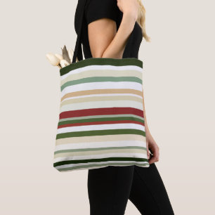 Tote Bag Bandes d'olivier, de vert et de rouge
