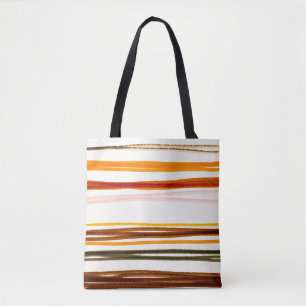 Tote Bag Bandes géométriques, aquarelle orange