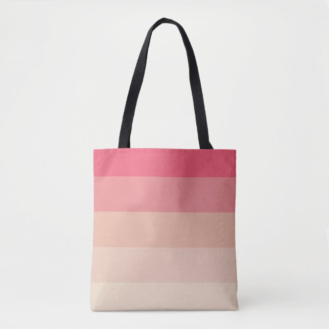 Tote Bag Bandes pastel roses (Devant)