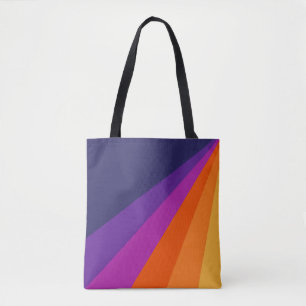 Tote Bag Bandes rétro en diagonale violette et orange
