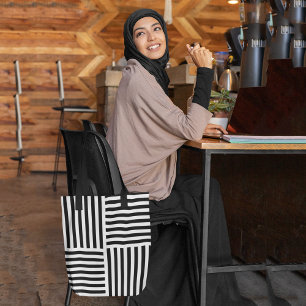 Tote Bag Bandes Verticales Et Horizontales
