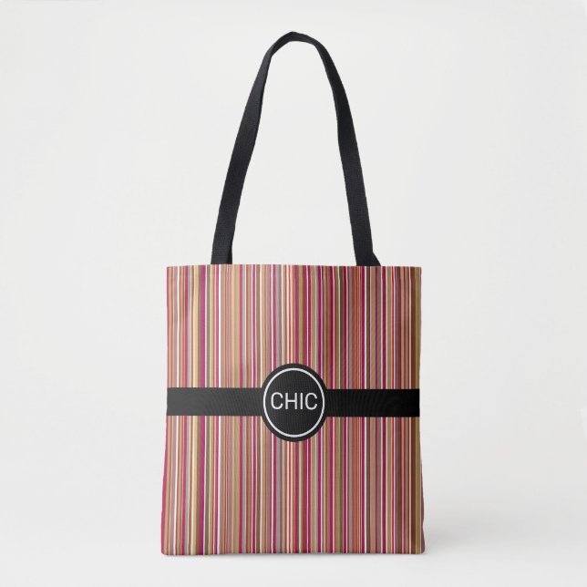 Tote Bag Bandes verticales modernes dans les tons marron et (Devant)
