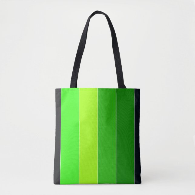 Tote Bag Bandes verticales noires vertes (Devant)
