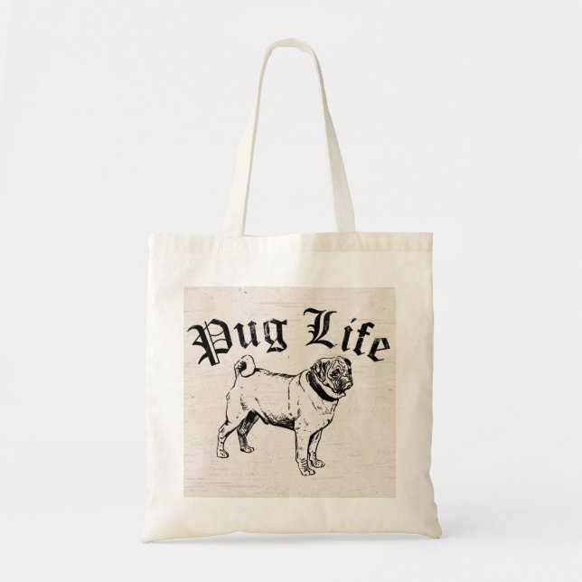 Tote Bag Bandit drôle de chien de la vie de carlin (Devant)