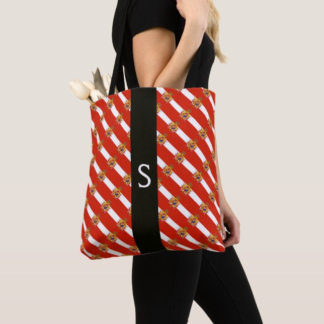 Tote Bag Bannière rouge blanc Grand-Duché de Toscane Monogr (De près)