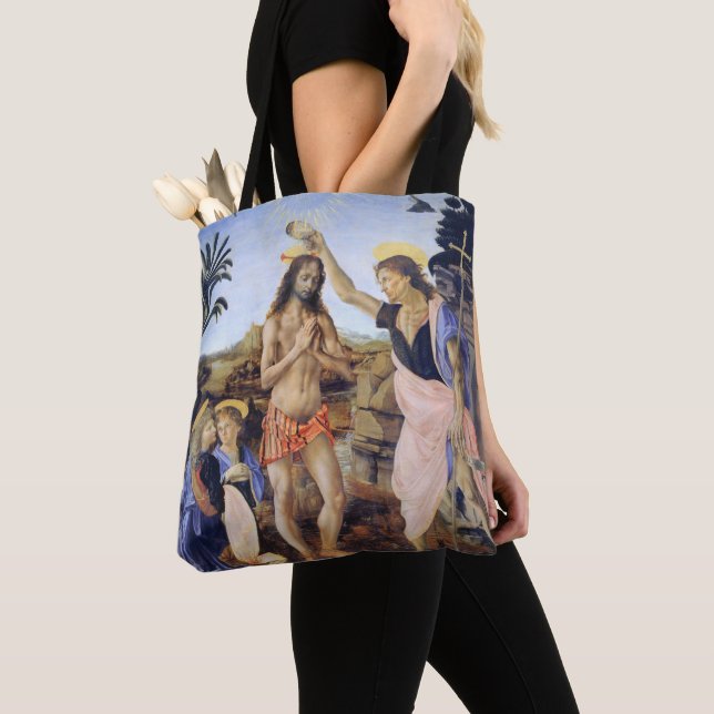 Tote Bag Baptême du Christ par Verrocchio, Léonard de Vinci (De près)