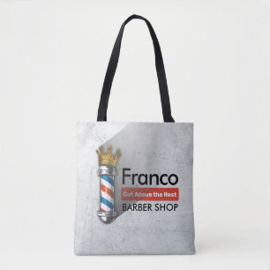 Tote Bag Barber Hair Shop King Crown Barber Pole Hair Salon