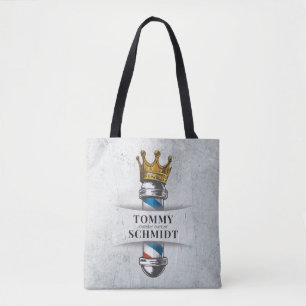 Tote Bag Barber Hair Shop King Crown Barber Pole Hair Salon