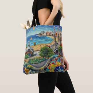 Tote Bag Barcelona, Park Guell, Sagrada Familia, Souvenir