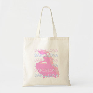 Tote Bag Barcelona Travel Art, Espagne, Pastel, Rose