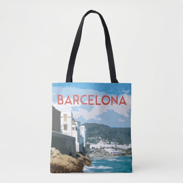 Tote Bag Barcelone, Espagne Vue artistique du littoral (Devant)